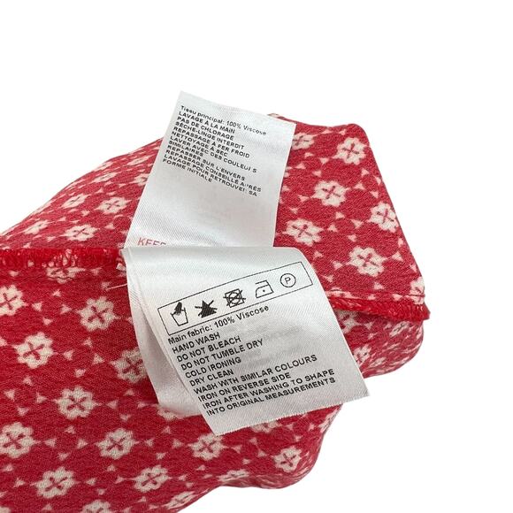 ba&sh Charlie Dress Wrap Crepe Short Sleeve Floral Print Red White Size 2 US 8 - Picture 14 of 14